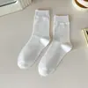 Meias Cor Pura Meias de Algodão Meia de Cano Médio Personalizadas Respiráveis Anti-pilling Meias para Gestante Cores Morandi Estilo Japonês Meias Largas