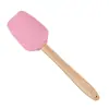 Raspador de silicona de grado alimenticio resistente a altas temperaturas, raspador con mango de madera, espátula para crema, espátula para mantequilla, espátula, herramienta de repostería