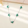 Collar de Acero Inoxidable Más Vendido Transfronterizo, Trébol de Cuatro Hojas, Clásico Lujo de Alta Gama, Joyería de Acero de Titanio que No Se Desvanece