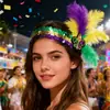 Accesorios de Carnaval Mardi Gras Brasileño Artículos Pequeños Diadema de Plumas y Lentejuelas Tocado Aro para la Cabeza Amazon Transfronterizo