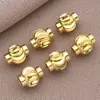 Cuentas sueltas de cobre chapado en oro de 18 quilates, separadores en forma de OVNI, cuentas redondas roscadas para pulsera y collar DIY hechos a mano, accesorios de joyería