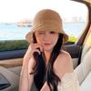 Sombrero de Pescador Pequeño de Borde Hueco Tejido de Punto Estilo Coreano para Mujer Verano Delgado Transpirable Sombrero Cubeta de Moda Versátil Casual Sombrero de Sol