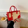 Bolso de Hombro de Bloques de Color Transfronterizo de Moda para Mujer, Bolso de Mano Casual con Decoración de Hebilla Metálica, Bolso de Hombro y Cruzado de Moda para el Día a Día