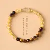 Novo Pulseira de Quartzo Rutilado Dourado Natural e Pedra Olho de Tigre Pixiu Estilo Chinês Design de Nicho Estilo de Luxo Leve da Moda Pulseira de Círculo Único Fornecimento