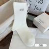 Calcetines Bordados para Mujer, Algodón Absorbente de Sudor, Transpirables, Elásticos de Media Pantorrilla, Amigables con la Piel, Cómodos, Resistentes al Desgaste, Anti-Pilling Calcetas Zhuji