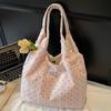 Bolsa Cubo de Verano para Mujer 2025 Nuevo Estilo Coreano Nicho Bolso de Hombro Único Bolso de Axila Patrón de Lunares con Encaje Bolso Tote para Viajes