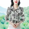 Camisa Tops para Mujer 2024 Verano Nuevo Estilo Camisa Estampada de Temperamento Delgado para Mujer Mangas Tres Cuartos para Mujer