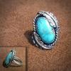 Longrui Venta Caliente Transfronteriza Joyería Europea y Americana Retro Pluma Exótico Anillo Turquesa Azul Venta Directa de Fábrica