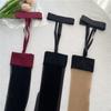 Meias-calça com Suspensório Feminina Plus Size, Estilo Fino Primavera e Verão, Meias Sexy com Borda Vermelha, Meia-calça Peça Única Preta Pura Seda com Abertura no Gancho, Sem Tirar