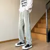 Jeans de marca de moda para hombre otoño 2023 nuevos pantalones de pierna ancha rectos holgados con cintura elástica pantalones casuales de moda para hombre