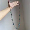 Nuevo Collar de Cerámica Azul con Cuentas Estilo Chino para Mujer Estilo Étnico Colgante Trenzado Cadena Larga para Suéter Collar de Alta Gama