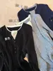 Awencoat Lã de Cordeiro Malha Falsa Duas Peças Feminina Outono/Inverno Novo Design Base Elástica Canelada Top