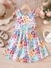 Vestido de Princesa sin Mangas con Espalda Descubierta y Correas Cruzadas, Estilo Dulce Europeo y Americano Transfronterizo, Floral de Dopamina, Mariposa