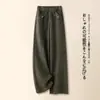 Pantalones Rectos de Lana de Moda para Mujer Invierno Cintura Alta Sueltos Caídos Pantalones de Lana de Pierna Ancha 2026 Nuevos Pantalones Largos Casuales
