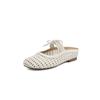 Sapatos Mueller Super Respiráveis Estilo Coreano Laço Vazado Tecido Interno Aumento de Altura 2025 Salto Médio Bico Redondo Baotou Chinelos para Usar Fora