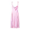 Ropa para Mujer Marca Z Estilo Europeo y Americano Aliexpress Lazo Vestido Transfronterizo Satén de Seda Moda Tirantes Finos Midi Más Vendido Rosa Za