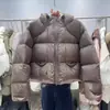 Jaqueta de Penas de Pato Brancas Nova Outono/Inverno com Capuz Moda Curta Fofa Macia Acolchoada Casaco Feminino Tendência