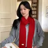 Bufanda estrecha larga de punto suave, no irritante, mezcla de lana para mujer, estilo coreano, color liso, versátil, calentador de cuello, bufanda cálida para el cuello para invierno