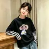 Camiseta Feminina, Estilo Novo Primavera/Outono 2026, Blusa da Moda, Camiseta Básica de Algodão Puro para Bebê Menina, Manga Longa de Outono, Falsa Peça Dupla