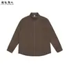 Elegante Chaqueta Camisa Casual de Manga Larga para Hombre con Cuello Alto, Rayas Texturizadas, Nueva Talla Grande Otoño 2026