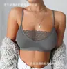 Top de encaje sexy tipo tubo transparente de color liso para exportación europea y americana, base de camisola 3088