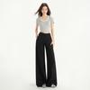 Roupas femininas de seda laranja #2025 primavera e verão novas calças casuais de micro-malha femininas calças de chifre de cintura alta justas e largas