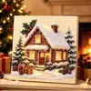 Brinquedo de Encaixar Árvore de Natal Enfeite Decoração Acrílico Madeira Pintura Diamante Artesanal DIY Etiqueta Pendurável Enfeite