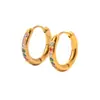 Pendientes Pequeños Circulares Coloridos Estilo Cool Japonés y Coreano Pendientes Estilo Hip-Hop Pendientes Circulares Geométricos de Circonita Pendientes Envío Gratis