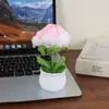 Planta en Maceta de Rosa Terminada Tejida a Mano Decoración del Hogar Flor Artificial Tejida con Hilo Crochet Ramo de Flores Crochet Regalo Transfronterizo