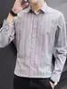 Camisa de manga larga a rayas, camisa de moda para hombre de primavera y otoño, nuevo top casual estilo coreano, prenda de abrigo para hombre
