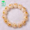 Pulsera de Bodhi de Jade Blanco Natural, Semilla de Bodhi, Pulsera de Garra de Gato Tostada al Carbón, Cuentas de Rosario Finamente Talladas para Hombres y Mujeres