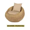 Sofá Redondo de Ratán para Exteriores Villa Sofá de Ocio Silla Combinación de Mesa de Café Jardín Silla Perezosa Silla de Ratán para Exteriores Muebles