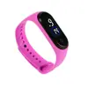 Pulsera Impermeable LED Digital Blanca con Círculo Azul Spot Moda Casual Trendy Táctil para Hombres y Mujeres