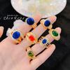Familia de tarjetas con el mismo estilo de sentido de alta gama medieval color anillo de piedra preciosa Europa y Estados Unidos diseño de personalidad de oro de lujo ligero anillo retro para mujer