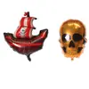 Nuevo modelo de aluminio de barco pirata globo barco pirata forma de calavera globo decoración para fiesta de Halloween