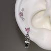 Brincos Garfo Colher Coração Rosa Doce e Fresco Aço Titânio Fundo Plano Unhas de Osso da Orelha Design de Nicho Brincos de Alta Qualidade Joias Finas Femininas