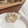 Nuevo coletero de perlas florales estilo coreano, suave y elegante, goma elástica súper de estilo de hada para coleta, accesorio para el cabello versátil para niñas