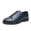 Sapatos masculinos de couro com cadarço, tamanho grande, para uso transfronteiriço, sapatos masculinos formais casuais de bico fino, estilo britânico, mocassins masculinos versáteis vintage