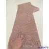 Vestido Europeu e Americano Bordado Lantejoulas Malha Tecido com Pedraria Pesada Tecido de Renda com Lantejoulas Nupciais