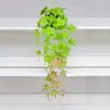 Rattan de simulación 9 horquillas hoja de batata enredadera planta verde pared decoración material enredadera de hoja de uva colgante de pared flor artificial hoja de arce