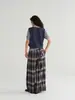 Pantalones de Cuadros de Pierna Ancha con Cinturón de Lazo y Pliegues Estilo Vintage Otoño COMOS CMS 2026 para Mujer, Pantalones Casuales Holgados 260072