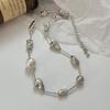 Estilo japonês e coreano Nicho Design Irregular Metal Pearl Stitching Colar Personalidade Masculino e Feminino Clavícula Corrente Acessórios