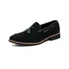 Mocasines de Otoño para Hombre, Zapatos Retro de Cuero Gamuzado Estilo Británico, Mocasines Casuales Transpirables de Punta con Borlas