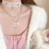 Super Hada Encaje Blanco Cruz Clavícula Collar Accesorios Alto Sentido Celebridad de Internet Collar Explosivo Lazo Cadena Clavícula
