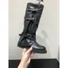 Botas de montar largas Melard de suela gruesa, botas de mujer, nueva colección otoño/invierno 2025, botas negras estilo motociclista hasta la mitad de la pantorrilla