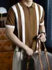 Estilo Italiano Moderno~Polo de Alta Qualidade Color Block com Meio Zíper e Gola Manga Curta Masculino Tecido de Malha Respirável Cool-Touch para Negócios