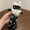 Original Otoño e Invierno Nuevo Cuero Negro Felpa Kt Visón Vestido Gato Gatito de Piernas Largas Muñeca Llavero Bolsa