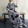 Foto Real de 25 Nuevos Estilos de Otoño Cuello Redondo Plisado Normcore Raglán Manga Larga Vestido Largo Estilo Vacacional para Mujer Falda Larga Holgada