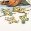 Wt-Jp384 Turquesa Verde Natural Perla de Agua Dulce Colgante de Cruz Collar Hecho a Mano Accesorios Chapados en Oro de 18K