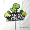 Celebridad Cibernética Decoración de Pastel Celebración Bosque Primitivo Tyrannosaurus Rex Enchufe de Arcilla Suave Tema de Dinosaurio Tarjeta de Cumpleaños para Niño
